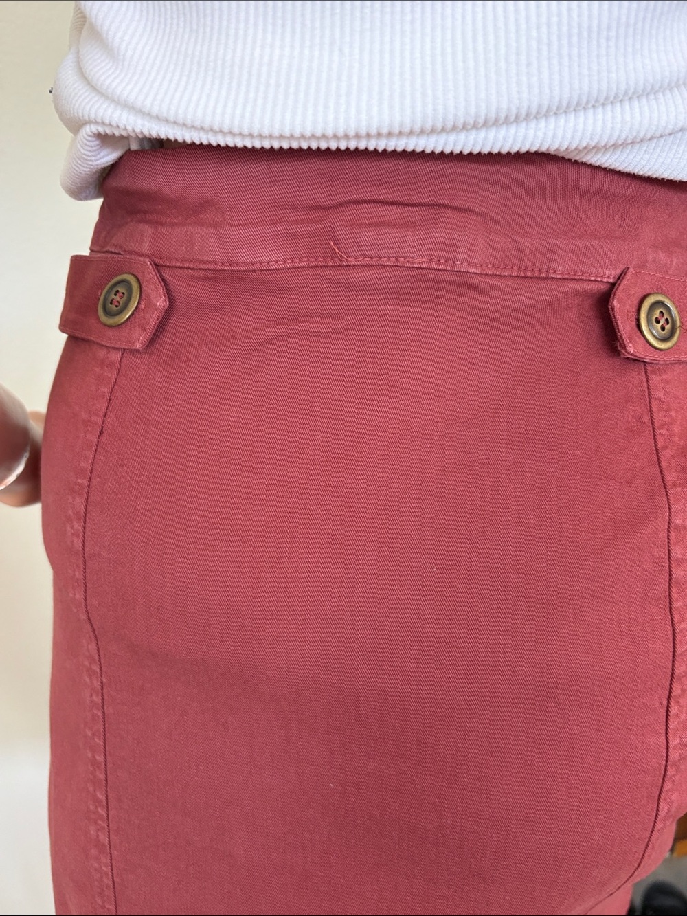 Button-Front A-Line Skirt in Deep Rust - Picture 2 of 6